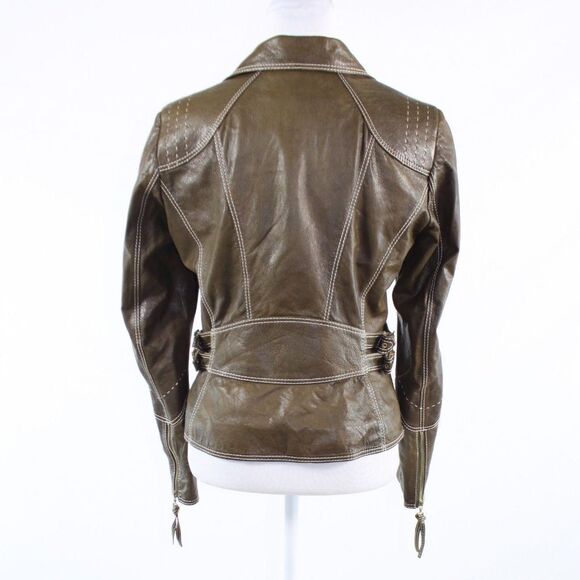 Crisca cool brown leather jacket 2 - Picture 7 of 8